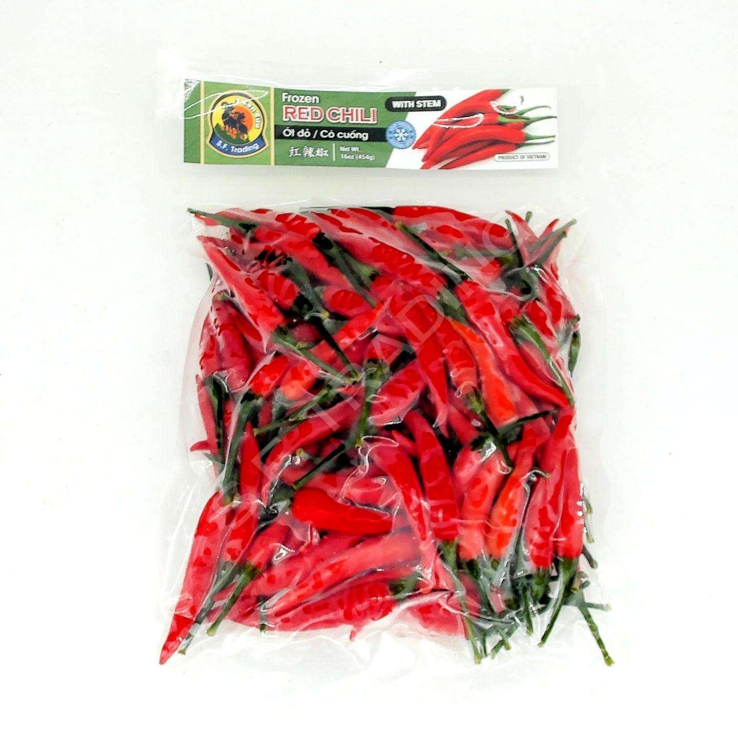 Frozen Red Chili, Ớt Đỏ Có Cuống, Chili Pepper Frozen, Ớt Tươi Đông Lạnh