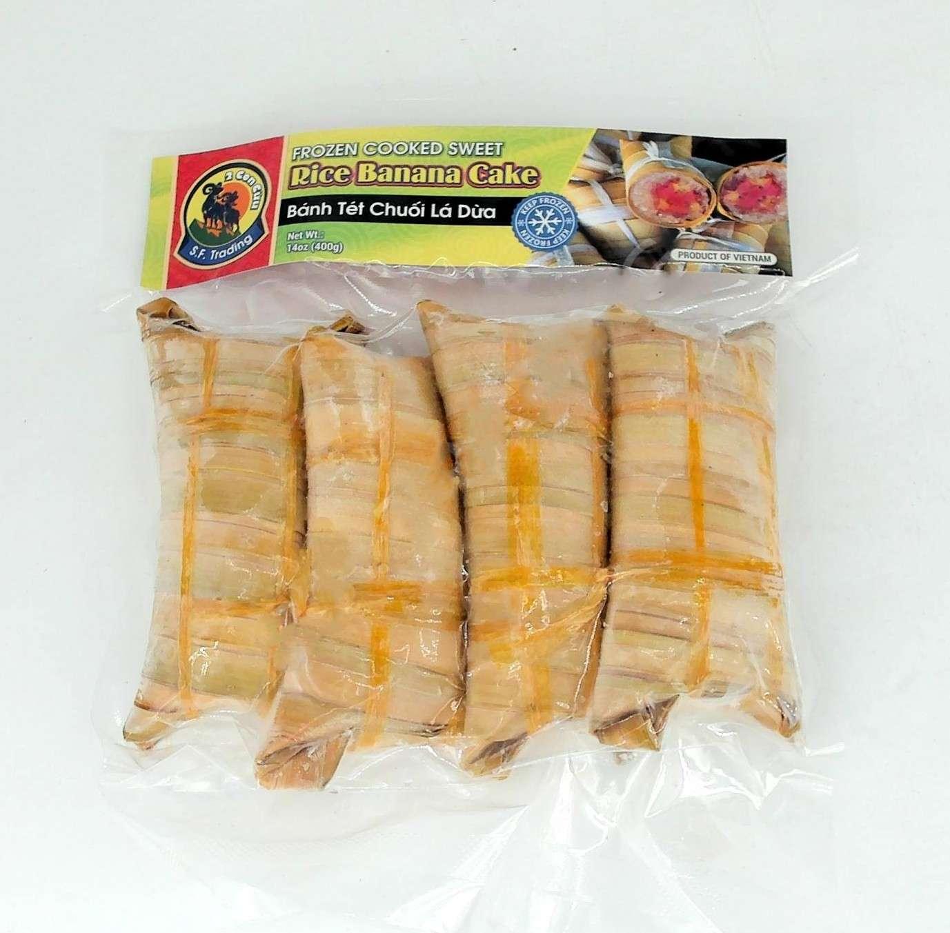 banana sticky rice cake, banh tet chuoi, Vietnamese banana cake, rice banana roll