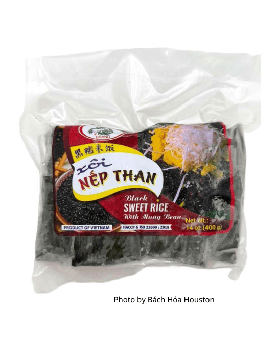 black sticky rice cake, sweet black rice, xoi nep than, Vietnamese sticky rice, mung bean sticky rice