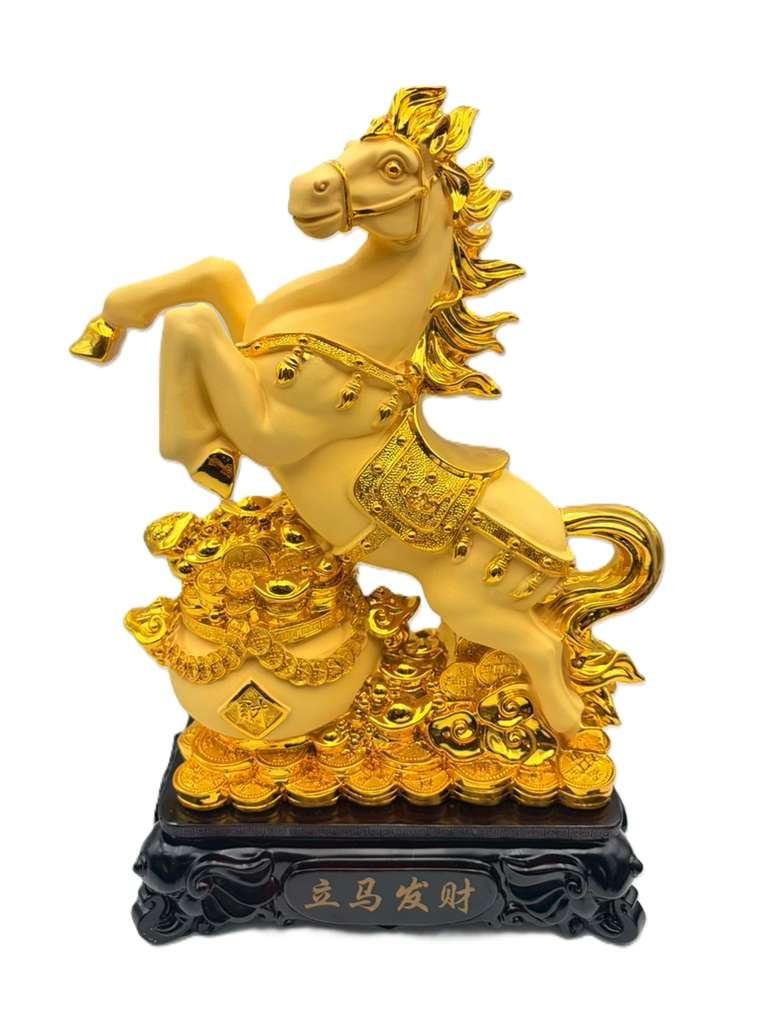 Golden Wealth Horse Statue – tượng ngựa phát tài – feng shui horse – success and fortune décor – golden horse figurine – wealth and prosperity ornament
