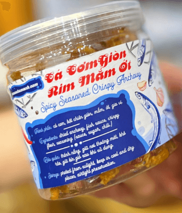 ca com sua rim, baby anchovies rim, spicy anchovies, Vietnamese anchovy snack, crunchy anchovie