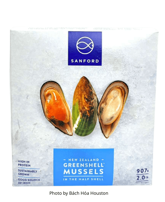 greenshell mussels, nz mussels, half shell mussels, vẹm xanh new zealand